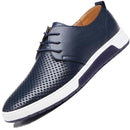 New 2017 Summer Brand Casual Men Shoes Mens Flats Luxury Genuine Leather Shoes Man Breathing Holes Oxford Big Size Leisure Shoes-blue-5.5-JadeMoghul Inc.
