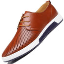 New 2017 Summer Brand Casual Men Shoes Mens Flats Luxury Genuine Leather Shoes Man Breathing Holes Oxford Big Size Leisure Shoes-brown-5.5-JadeMoghul Inc.