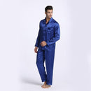 New Arrival Men Stain Silk Pajama Set / Modern Style Silk Nightgown-Blue-M-JadeMoghul Inc.