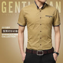 New Arrival Men's Summer Business Short Sleeves Turn-down Collar Shirt-Khaki-4XL-JadeMoghul Inc.