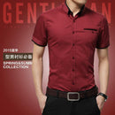 New Arrival Men's Summer Business Short Sleeves Turn-down Collar Shirt-Red-4XL-JadeMoghul Inc.