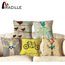 NEW Cotton Linen Square 18" Cute Birds and Tree Printed Decorative Sofa Throw Cushion Pillows Outdoor Home Decor Cojines-1-45X45CM No Filling-JadeMoghul Inc.