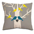 NEW Cotton Linen Square 18" Cute Birds and Tree Printed Decorative Sofa Throw Cushion Pillows Outdoor Home Decor Cojines-4-45X45CM No Filling-JadeMoghul Inc.
