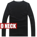 New Cotton Long Sleeve V-Neck Shirt-O neck Black-S-JadeMoghul Inc.