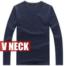 New Cotton Long Sleeve V-Neck Shirt-V neck Black-S-JadeMoghul Inc.