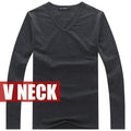 New Cotton Long Sleeve V-Neck Shirt-V neck Dark Gray-S-JadeMoghul Inc.