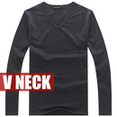 New Cotton Long Sleeve V-Neck Shirt-V neck Dark Gray-S-JadeMoghul Inc.