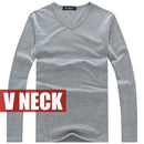 New Cotton Long Sleeve V-Neck Shirt-V neck Pale Gray-S-JadeMoghul Inc.