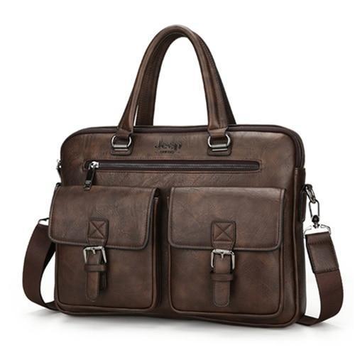 New Design Men's Briefcase Satchel Bags For Men Business Fashion Messenger Bag 14' Laptop Bag-Horizontal Coffee-China-JadeMoghul Inc.