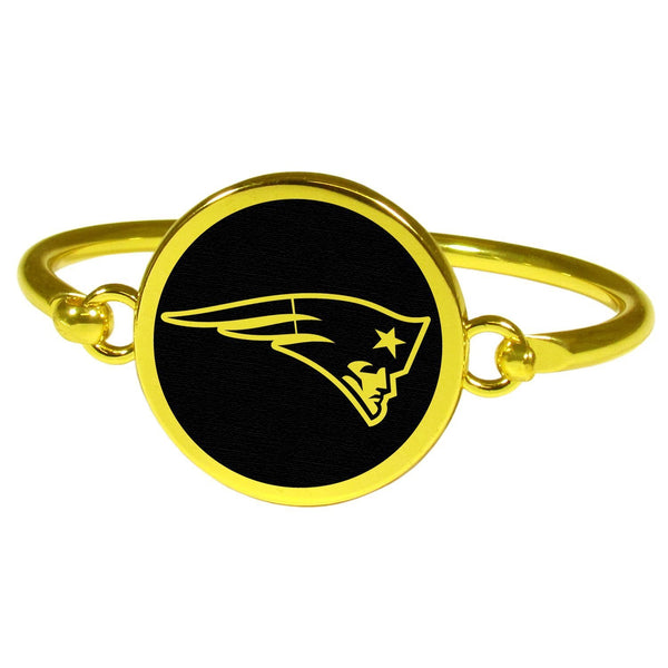 New England Patriots Gold Tone Bangle Bracelet-NFL,New England Patriots,Jewelry & Accessories-JadeMoghul Inc.