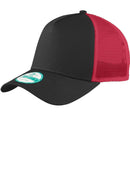 New Era Snapback Trucker Cap. NE205-Caps-Black/ Scarlet-OSFA-JadeMoghul Inc.