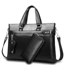 New Fashion Bag Men Briefcase PU Leather Men Bags Business Brand Male Briefcases Handbags-Black with wallet-JadeMoghul Inc.