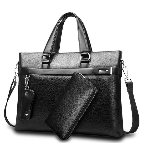 New Fashion Bag Men Briefcase PU Leather Men Bags Business Brand Male Briefcases Handbags-Black-JadeMoghul Inc.