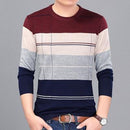 New Fashion Casual Men Sweater - Slim Fit Knitting Sweaters Stripe Sweater-Wine Red-XXXL-JadeMoghul Inc.