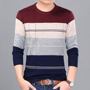 New Fashion Casual Men Sweater - Slim Fit Knitting Sweaters Stripe Sweater-Wine Red-XXXL-JadeMoghul Inc.