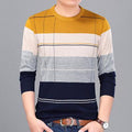 New Fashion Casual Men Sweater - Slim Fit Knitting Sweaters Stripe Sweater-Yellow-XXXL-JadeMoghul Inc.