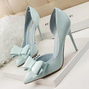 New Fashion Delicate Sweet Bowknot High Heel Shoes Side Hollow Pointed Women Pumps-Pink-34-JadeMoghul Inc.