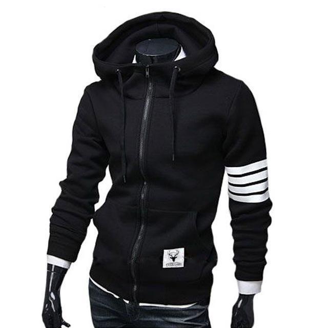 NEW Fashion Men Hoodie / Casual Zipper Hooded Jacket-Black-M-JadeMoghul Inc.