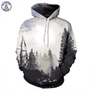 New Fashion Unisex Thin Sweatshirt With Hat - 3D Print Trees Hoodie AExp
