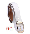 New Fashionable Women Designer Leather Belt With Metal Buckle-White-JadeMoghul Inc.