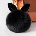 New Fluffy Bunny Toys Ear Keychain/Rabbit Key Chain-black-JadeMoghul Inc.