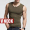 New High Quality Fashion Men's Summer Clothing Robust Body Slimming Cotton Undershirt Shaper Vest Man's Muscle Tank Tops-V neck Army-S-JadeMoghul Inc.