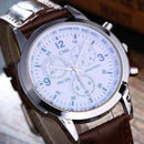 New High Quality Men Fashion Leather Strap Quartz Watch AExp