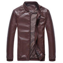 New Leather Jackets - Men's PU Leather Slim Fit Jacket-Dark Brown-M-JadeMoghul Inc.