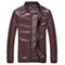 New Leather Jackets - Men's PU Leather Slim Fit Jacket-Dark Brown-M-JadeMoghul Inc.