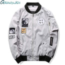 New Men Bomber Jacket Hip Hop Patch Design Slim Fit AExp