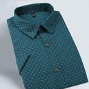 New Men Turn-down Collar Slim Fit Casual Dot Shirt With Short Sleeve AExp