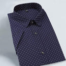 New Men Turn-down Collar Slim Fit Casual Dot Shirt With Short Sleeve AExp