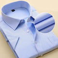 New Short Sleeve Pure Color Business Dress Shirt / Formal Work Shirt For Men-DX1007 7 blue twill-XXS-JadeMoghul Inc.