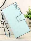new style Multicolor Ms. wax leather wallet female long paragraph leather wallets Purse for women free shipping 13848-3-sky blue-JadeMoghul Inc.