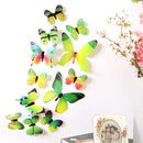 New Wall Stickers 12pcs Decal Wall Stickers Home Decorations 3D Butterfly Rainbow PVC Wallpaper for living room AExp