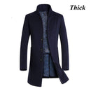 New Winter Wool Long Peacoat For Men / Slim Fit Casual AExp