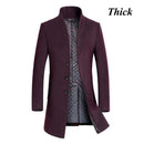 New Winter Wool Long Peacoat For Men / Slim Fit Casual AExp