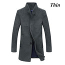 New Winter Wool Long Peacoat For Men / Slim Fit Casual-Grey Thick-M-JadeMoghul Inc.