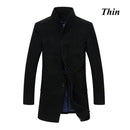 New Winter Wool Long Peacoat For Men / Slim Fit Casual-Grey Thick-M-JadeMoghul Inc.