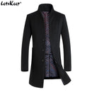 New Winter Wool Long Peacoat For Men / Slim Fit Casual-Grey Thick-M-JadeMoghul Inc.