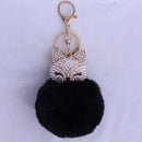 New Women Crystal fluffy Keychain Fox Pompom Key Ring llavero Pom Rabbit Fur Ball Key Chain Bag Chaveiro Femme Porte clef