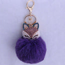 New Women Crystal fluffy Keychain Fox Pompom Key Ring llavero Pom Rabbit Fur Ball Key Chain Bag Chaveiro Femme Porte clef AExp
