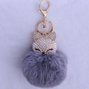 New Women Crystal fluffy Keychain Fox Pompom Key Ring llavero Pom Rabbit Fur Ball Key Chain Bag Chaveiro Femme Porte clef AExp