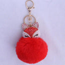New Women Crystal fluffy Keychain Fox Pompom Key Ring llavero Pom Rabbit Fur Ball Key Chain Bag Chaveiro Femme Porte clef AExp
