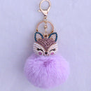 New Women Crystal fluffy Keychain Fox Pompom Key Ring llavero Pom Rabbit Fur Ball Key Chain Bag Chaveiro Femme Porte clef AExp