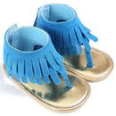 Newborn Babys' Fringed Summer Moccasins-Blue-0-6 Months-JadeMoghul Inc.