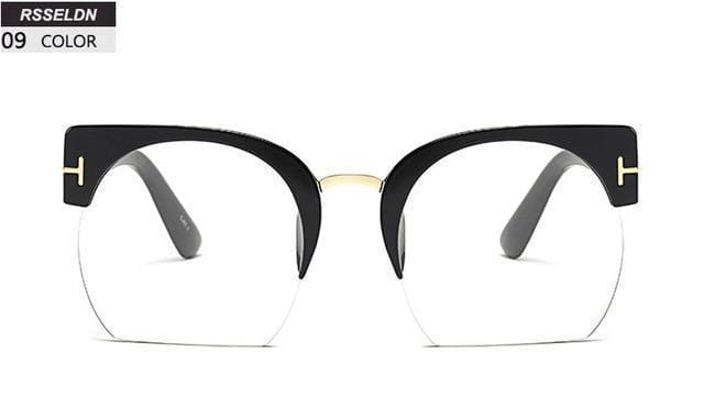 Newest Semi-Rimless Sunglasses Women Brand Designer Clear Lens Sun Glasses For Women-09-JadeMoghul Inc.