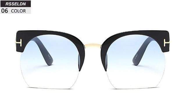 Newest Semi-Rimless Sunglasses Women Brand Designer Clear Lens Sun Glasses For Women AExp