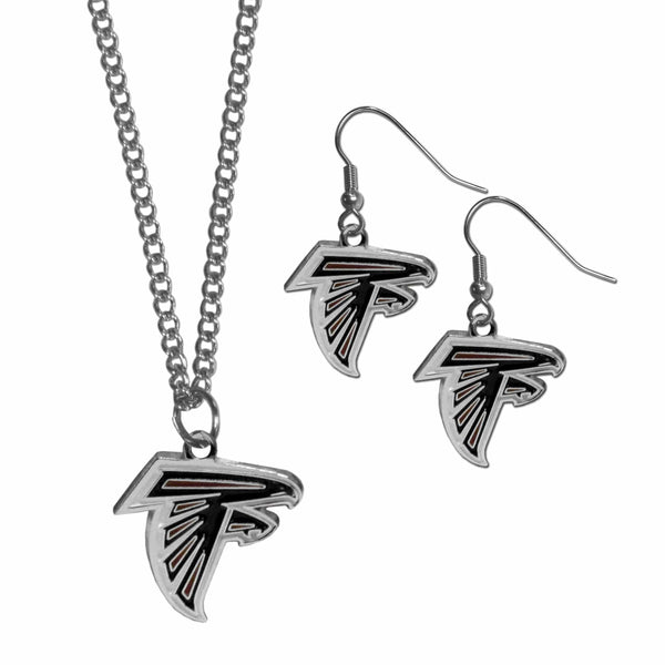 NFL - Atlanta Falcons Dangle Earrings and Chain Necklace Set-Jewelry & Accessories,Jewelry Sets,Dangle Earrings & Chain Necklace-JadeMoghul Inc.