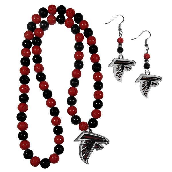 NFL - Atlanta Falcons Fan Bead Earrings and Necklace Set-Jewelry & Accessories,NFL Jewelry,Atlanta Falcons Jewelry-JadeMoghul Inc.